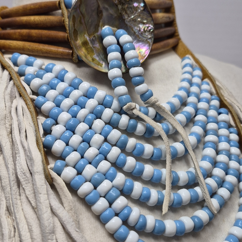 Native American Choker With leather fringe - Picture 3 of 7
